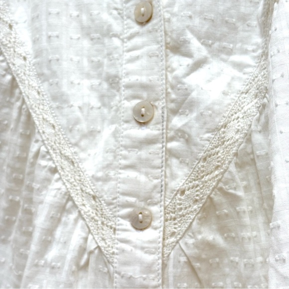 Anthropologie Pilcro Lace Back Button Down Blouse Cottagecore Ivory XSP NEW - Picture 5 of 13